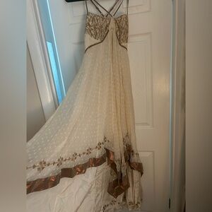 Free People Cream and Gold Goddess dress
